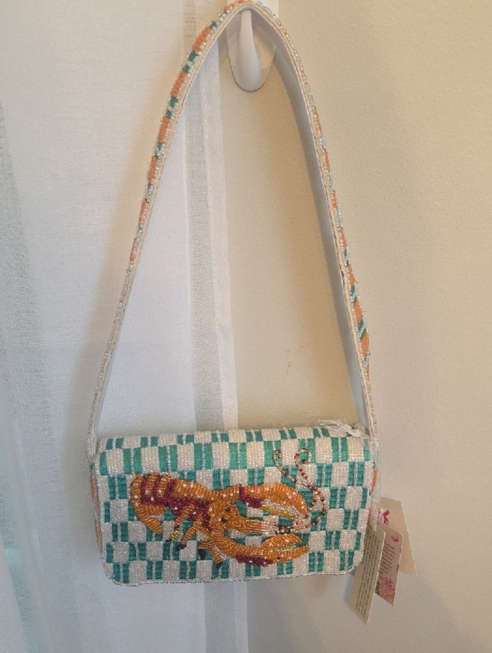 India Boutique Teal & Orange Beaded Mini Shoulder Bag